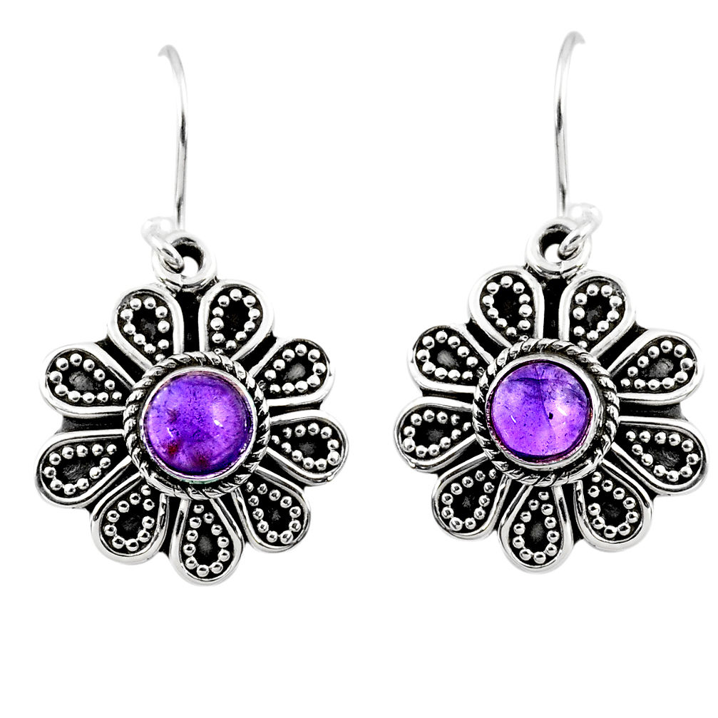 925 sterling silver 1.41cts natural purple amethyst dangle earrings r54004
