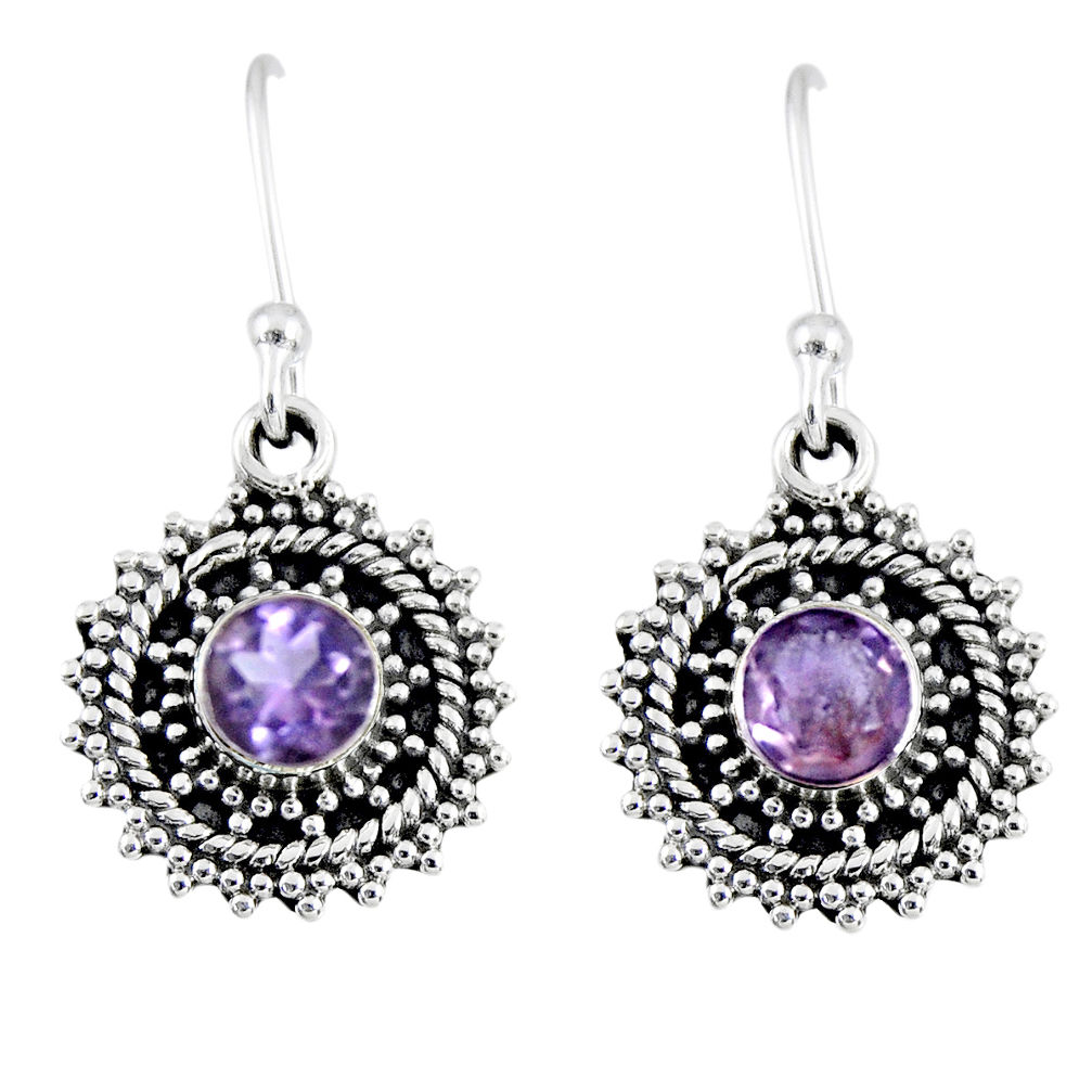 925 sterling silver 3.11cts natural purple amethyst dangle earrings r55184