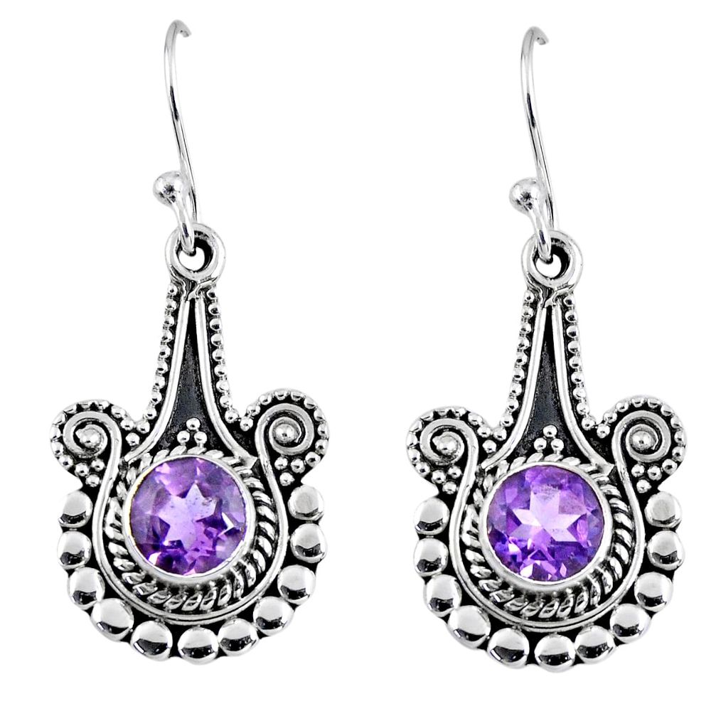 925 sterling silver 2.44cts natural purple amethyst dangle earrings r55348