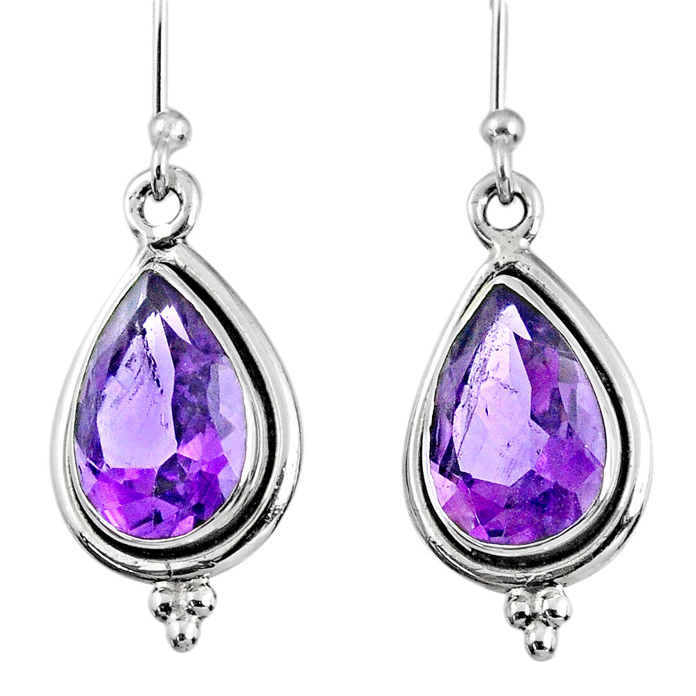 925 sterling silver 7.34cts natural purple amethyst dangle earrings r60564