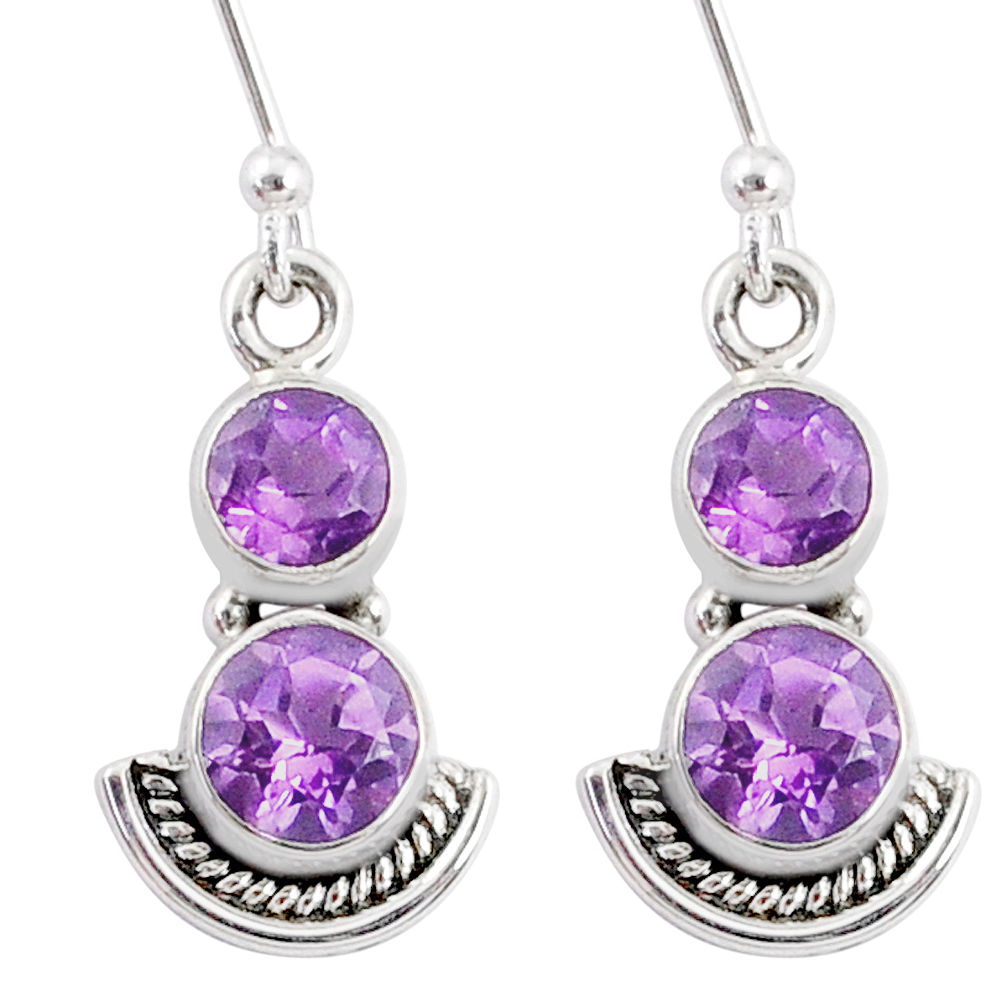 925 sterling silver 6.26cts natural purple amethyst dangle earrings r68384