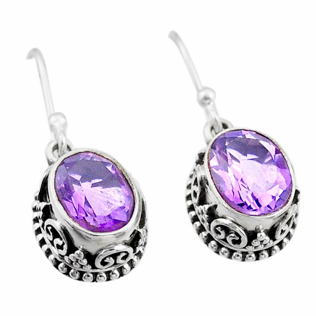 925 sterling silver 5.82cts natural purple amethyst dangle earrings t46851