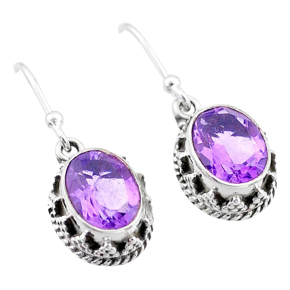 925 sterling silver 5.56cts natural purple amethyst dangle earrings t46893