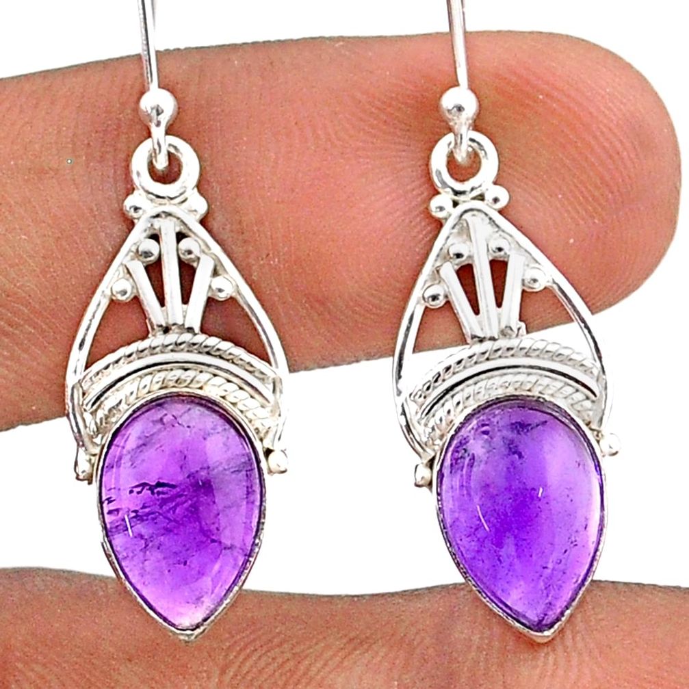 925 sterling silver 8.84cts natural purple amethyst dangle earrings t84875