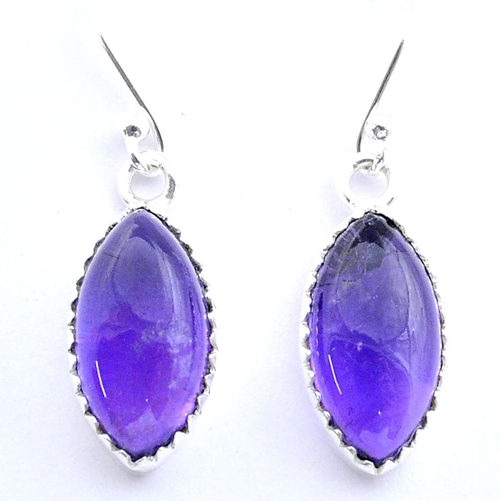925 sterling silver 9.79cts natural purple amethyst dangle earrings u56145