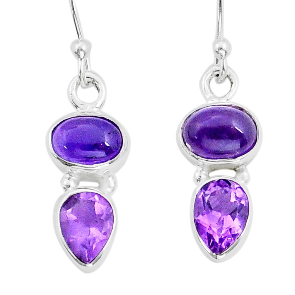 925 sterling silver 5.87cts natural purple amethyst dangle earrings u90505