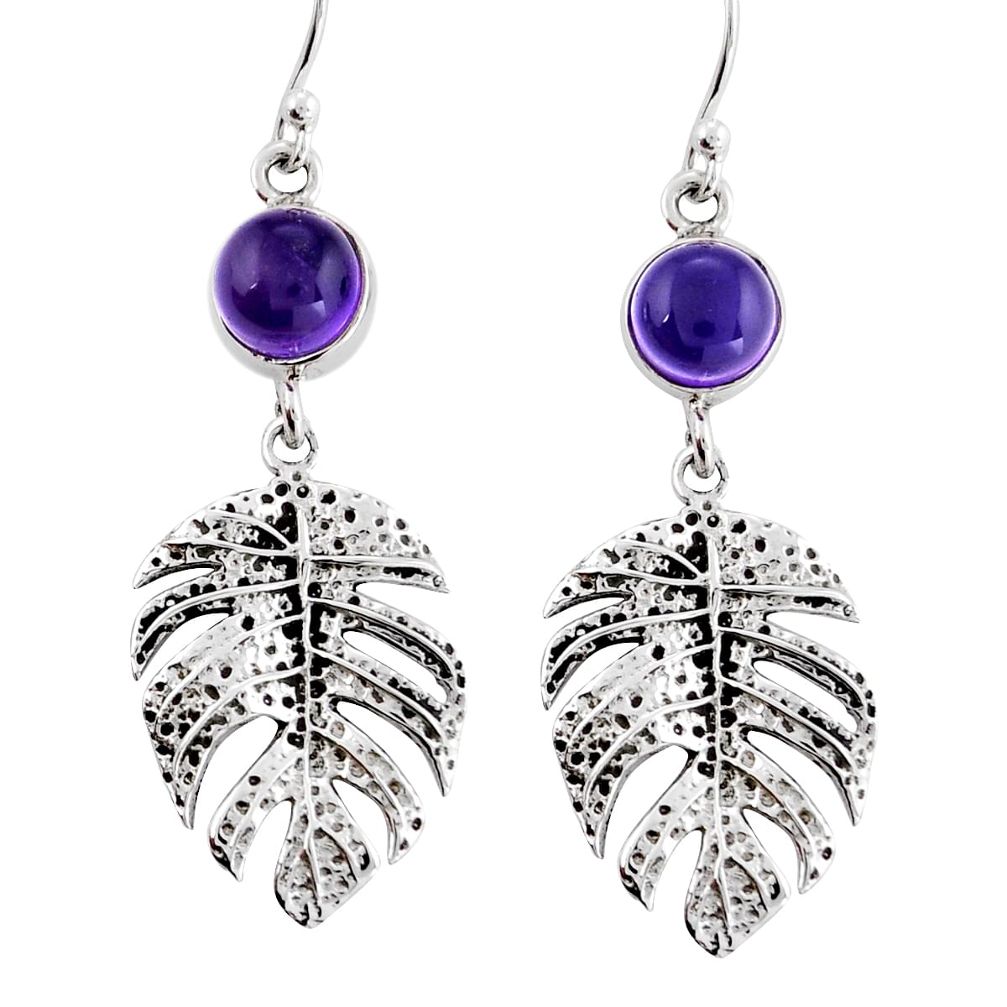 925 sterling silver 4.35cts natural purple amethyst deltoid leaf earrings y25039