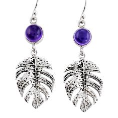 925 sterling silver 4.35cts natural purple amethyst deltoid leaf earrings y25039