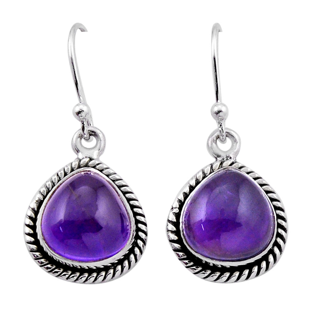 925 sterling silver 8.51cts natural purple amethyst heart dangle earrings n44233