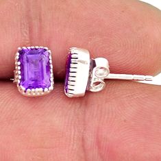 925 sterling silver 3.40cts natural purple amethyst stud earrings jewelry n1295