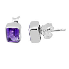 925 sterling silver 4.04cts natural purple amethyst stud earrings jewelry n37443