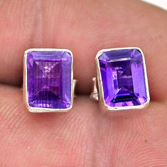 925 sterling silver 4.25cts natural purple amethyst stud earrings jewelry n46319