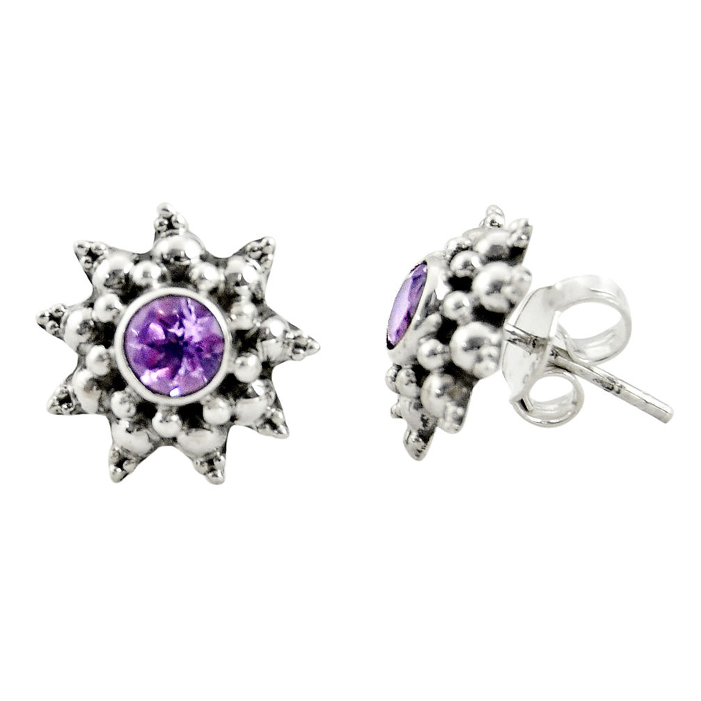 925 sterling silver 1.63cts natural purple amethyst stud earrings jewelry r22784