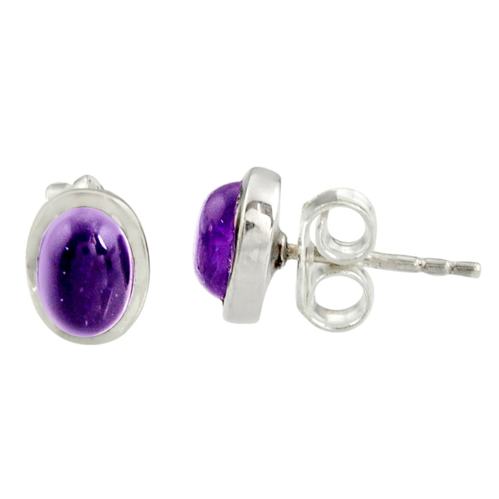 925 sterling silver 2.69cts natural purple amethyst stud earrings jewelry r27319