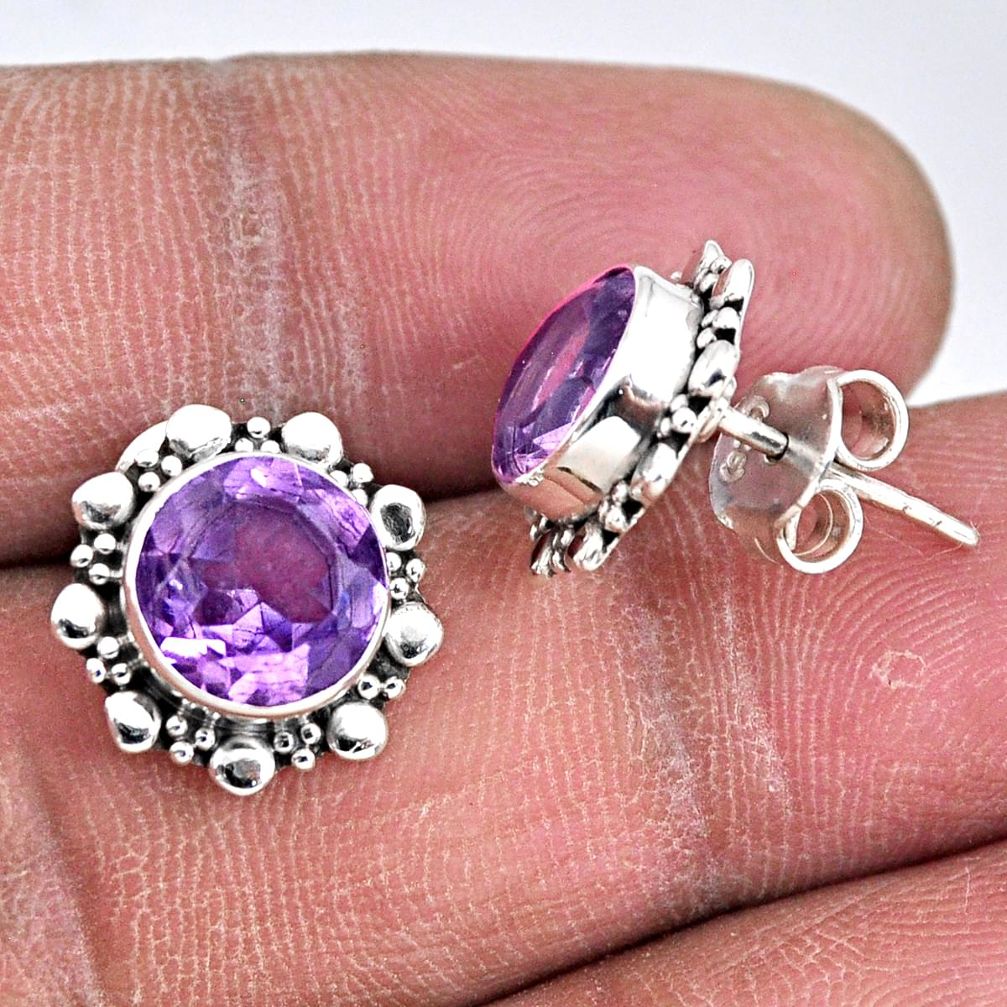 925 sterling silver 4.89cts natural purple amethyst stud earrings jewelry r55144