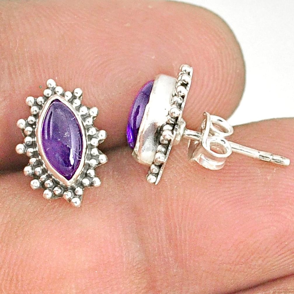 925 silver 2.94cts natural purple amethyst handmade stud earrings r76938