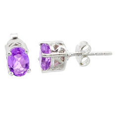 925 sterling silver 3.45cts natural purple amethyst stud earrings jewelry r87364