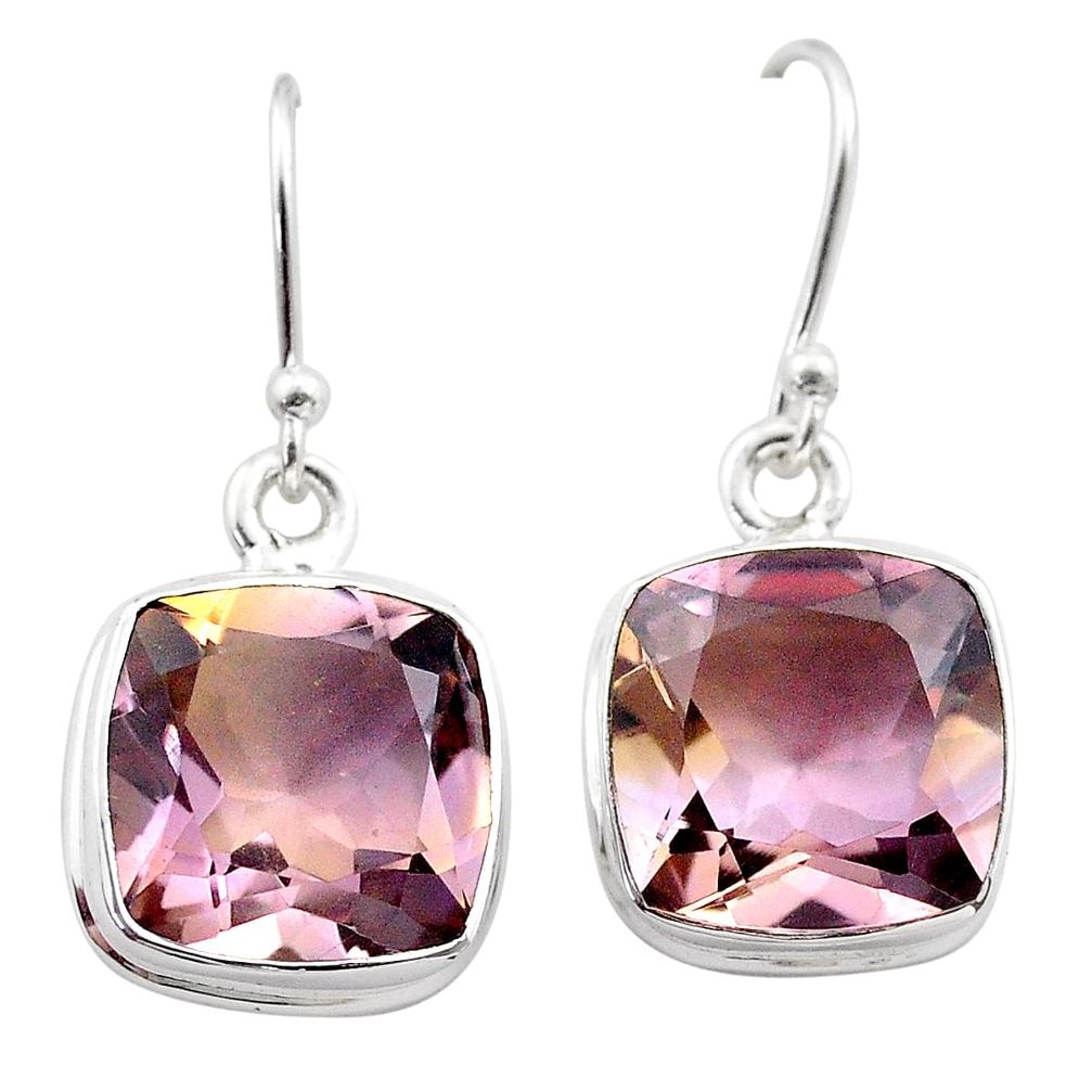 925 sterling silver 15.08cts natural purple ametrine dangle earrings t45200