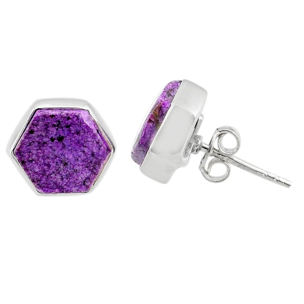 925 sterling silver 6.64cts natural purple purpurite stichtite earrings r80311