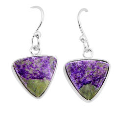 925 sterling silver 6.45cts natural purple stichtite dangle earrings y62748