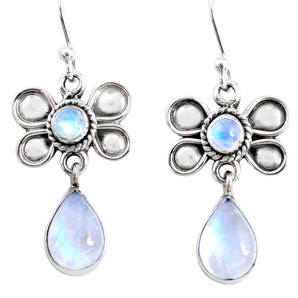 925 sterling silver 9.18cts natural rainbow moonstone butterfly earrings r66590