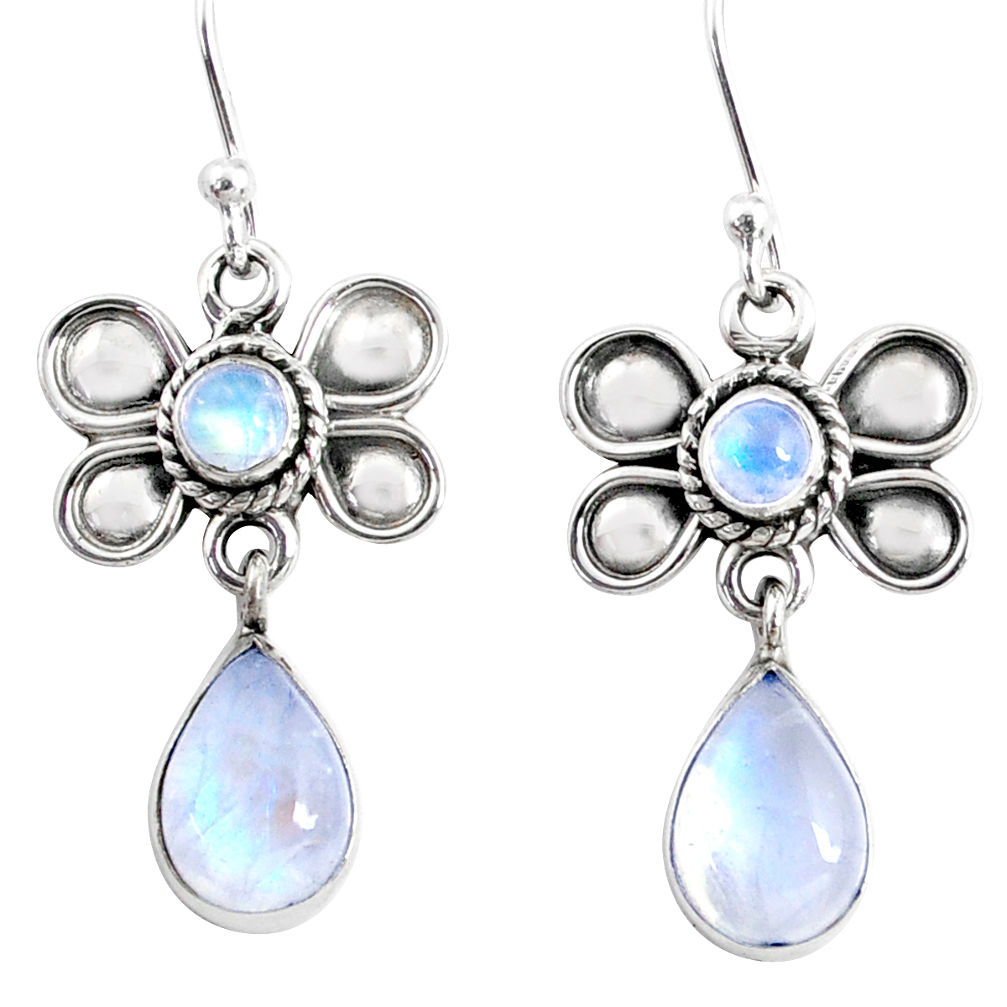 925 sterling silver 9.16cts natural rainbow moonstone butterfly earrings r74804