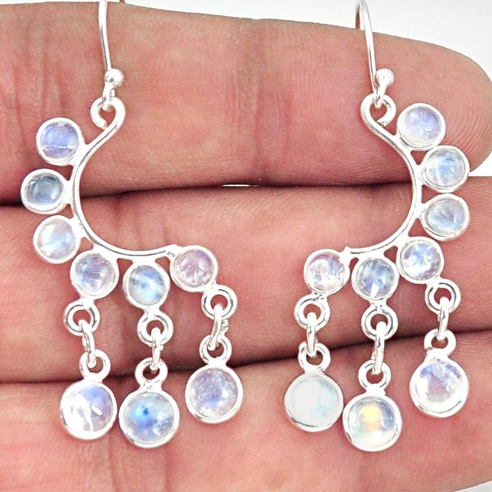 925 sterling silver 9.25cts natural rainbow moonstone chandelier earrings r33495