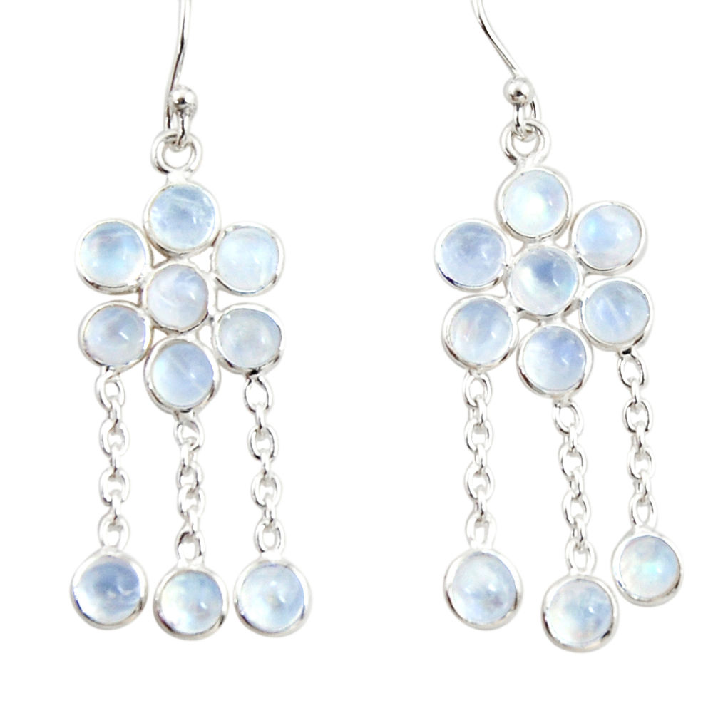 925 sterling silver 9.22cts natural rainbow moonstone chandelier earrings r33507