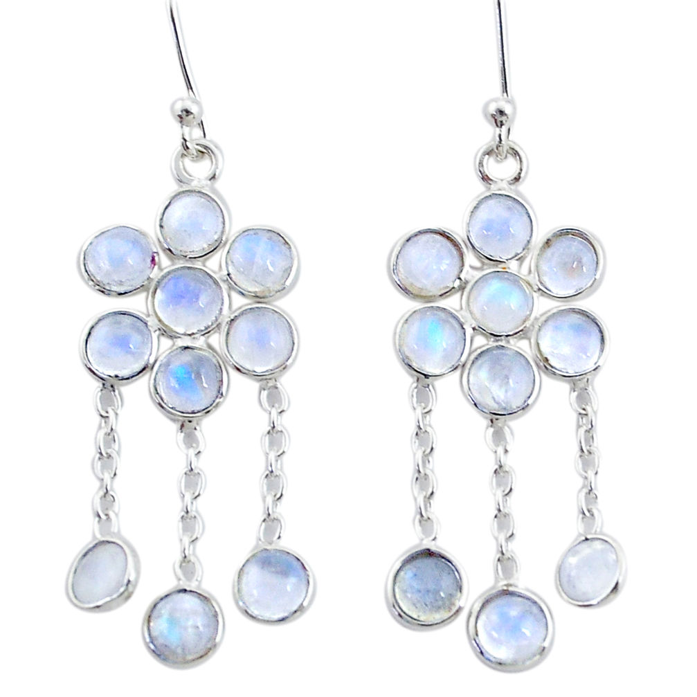 925 sterling silver 10.14cts natural rainbow moonstone chandelier earrings t4656
