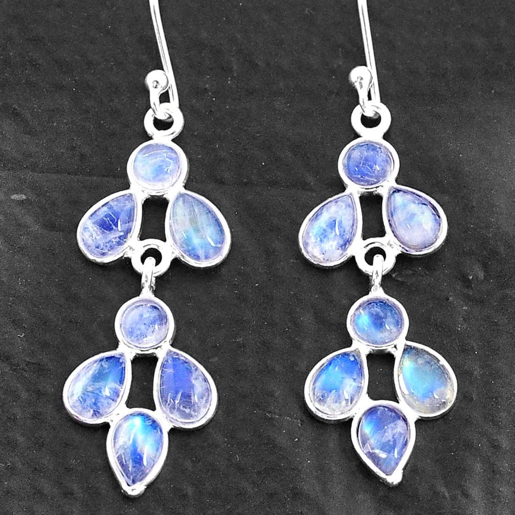 925 sterling silver 6.72cts natural rainbow moonstone chandelier earrings t4699