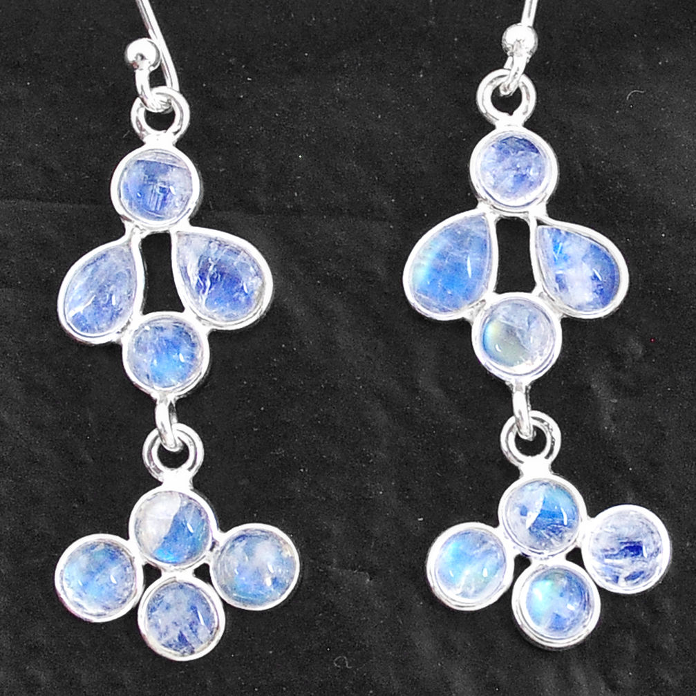 925 sterling silver 6.95cts natural rainbow moonstone chandelier earrings t4817