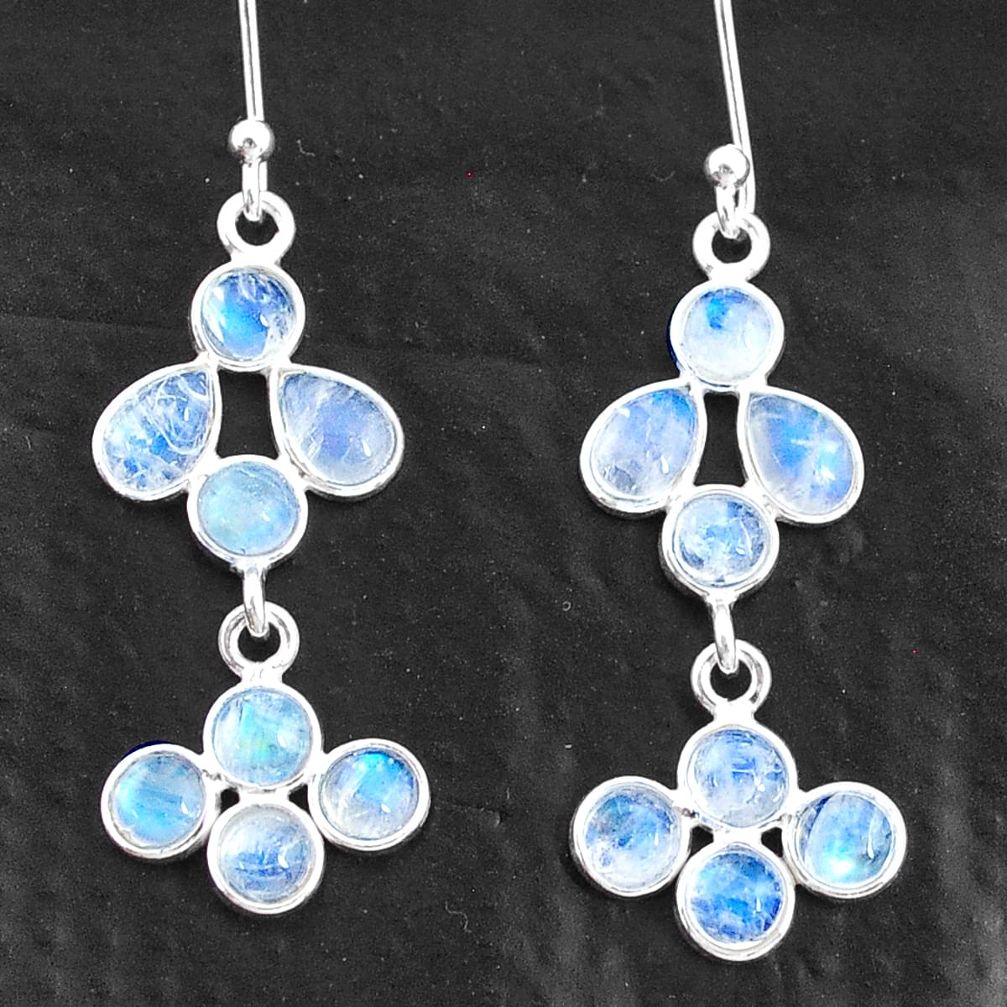 925 sterling silver 7.04cts natural rainbow moonstone chandelier earrings t4820