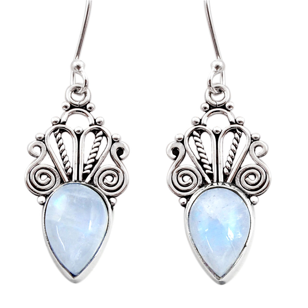 ver 8.05cts natural rainbow moonstone dangle earrings d41004