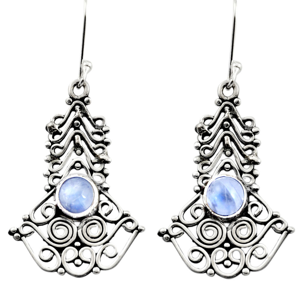 925 sterling silver 2.74cts natural rainbow moonstone dangle earrings d41036