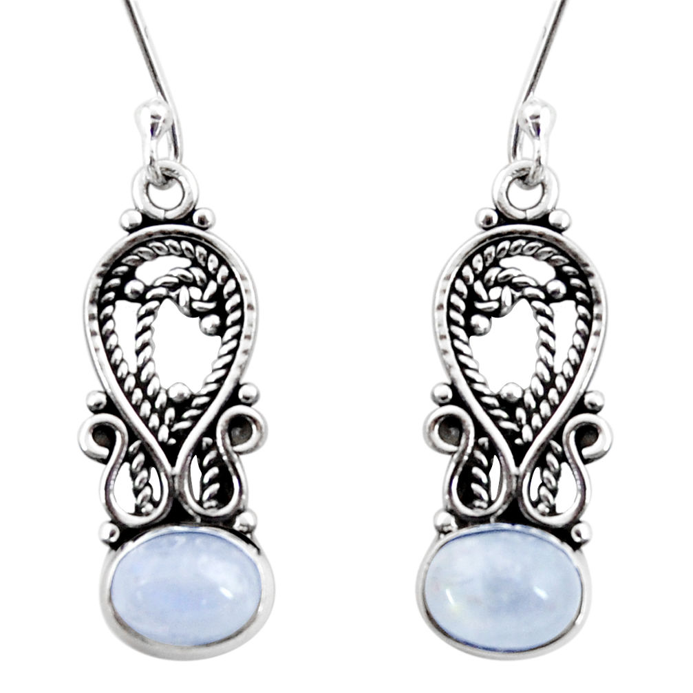 925 sterling silver 4.28cts natural rainbow moonstone dangle earrings d41076