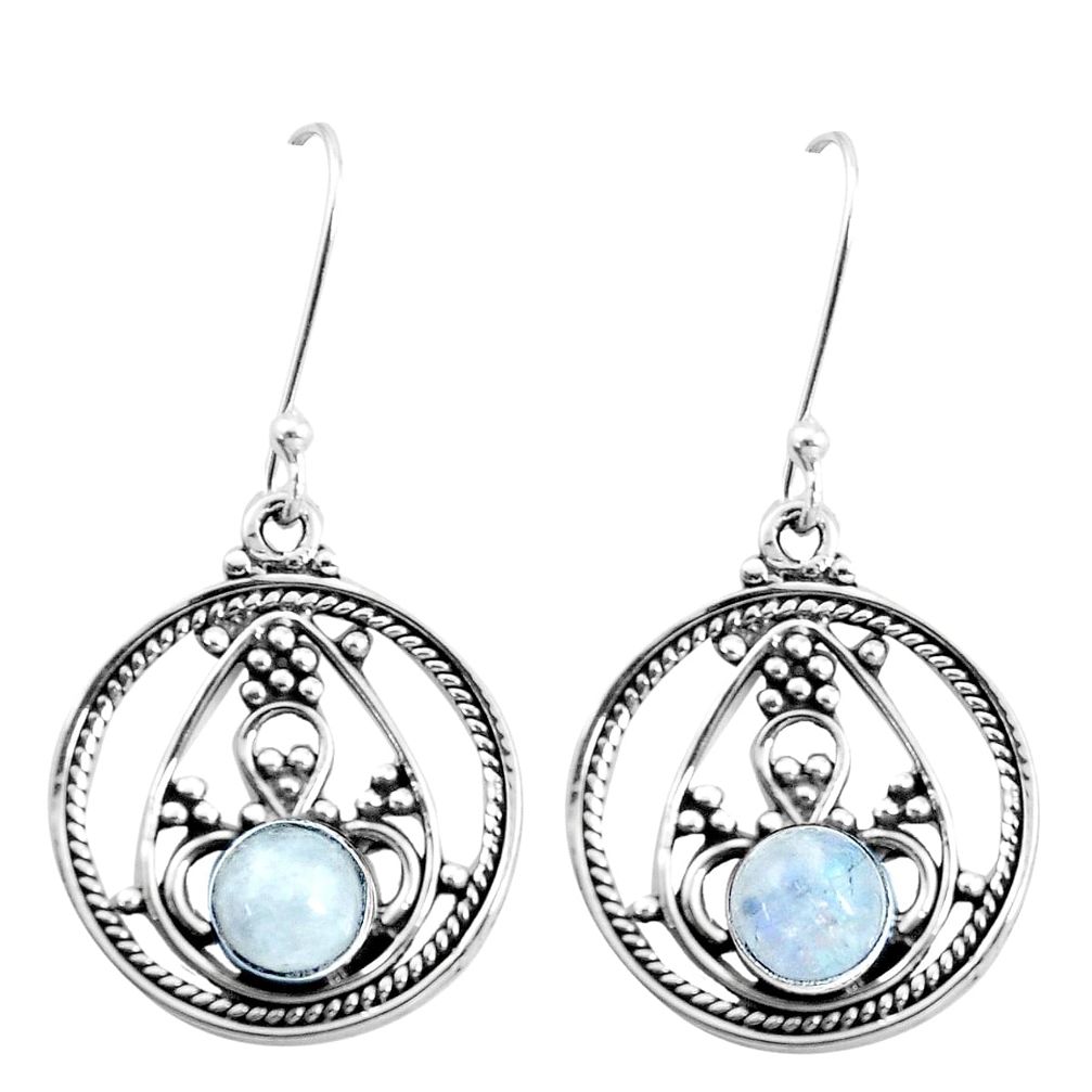 925 sterling silver 3.29cts natural rainbow moonstone dangle earrings p13244