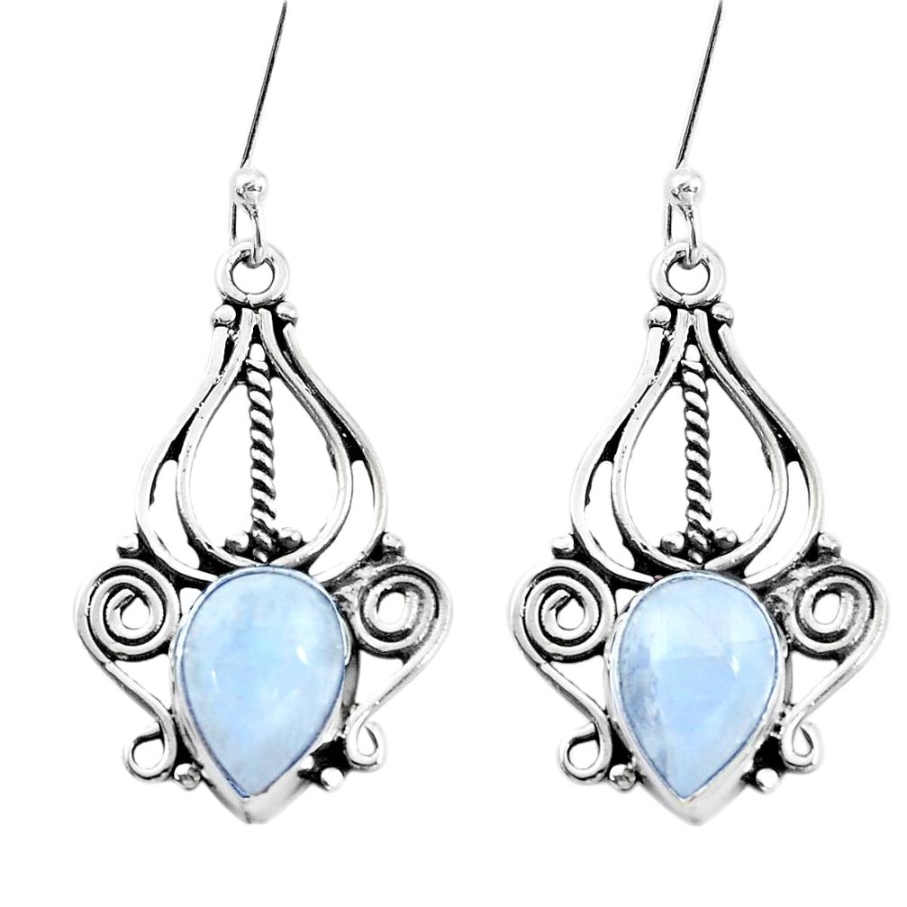 ver 5.13cts natural rainbow moonstone dangle earrings p26393