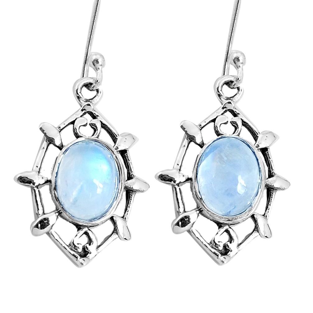 925 sterling silver 6.72cts natural rainbow moonstone dangle earrings p29257