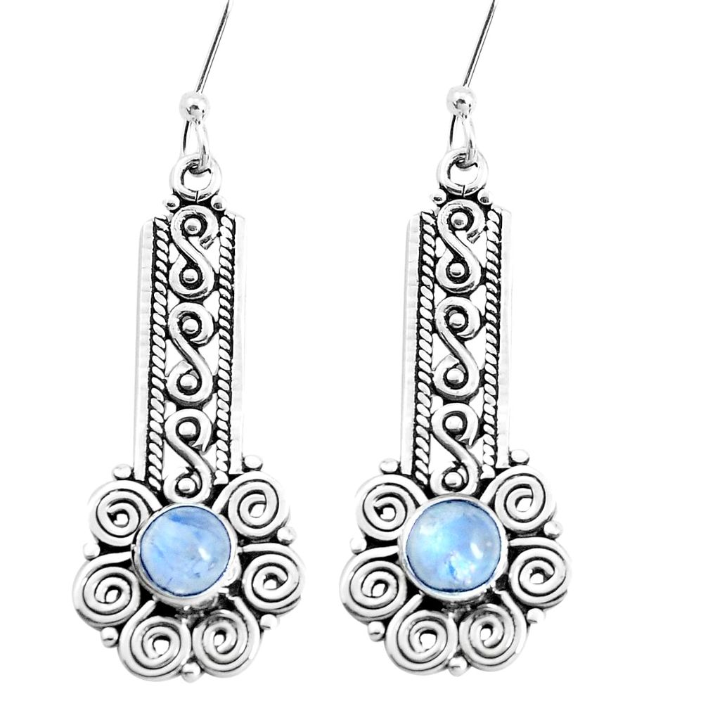 925 sterling silver 2.74cts natural rainbow moonstone dangle earrings p39234