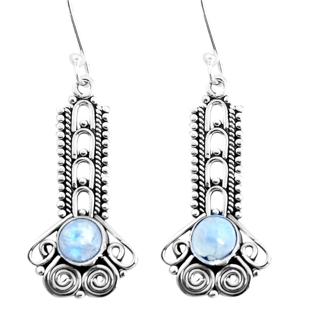 925 sterling silver 2.81cts natural rainbow moonstone dangle earrings p39335