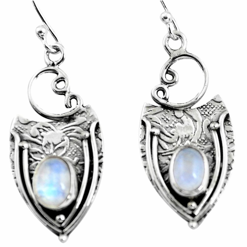 925 sterling silver 3.01cts natural rainbow moonstone dangle earrings p57616