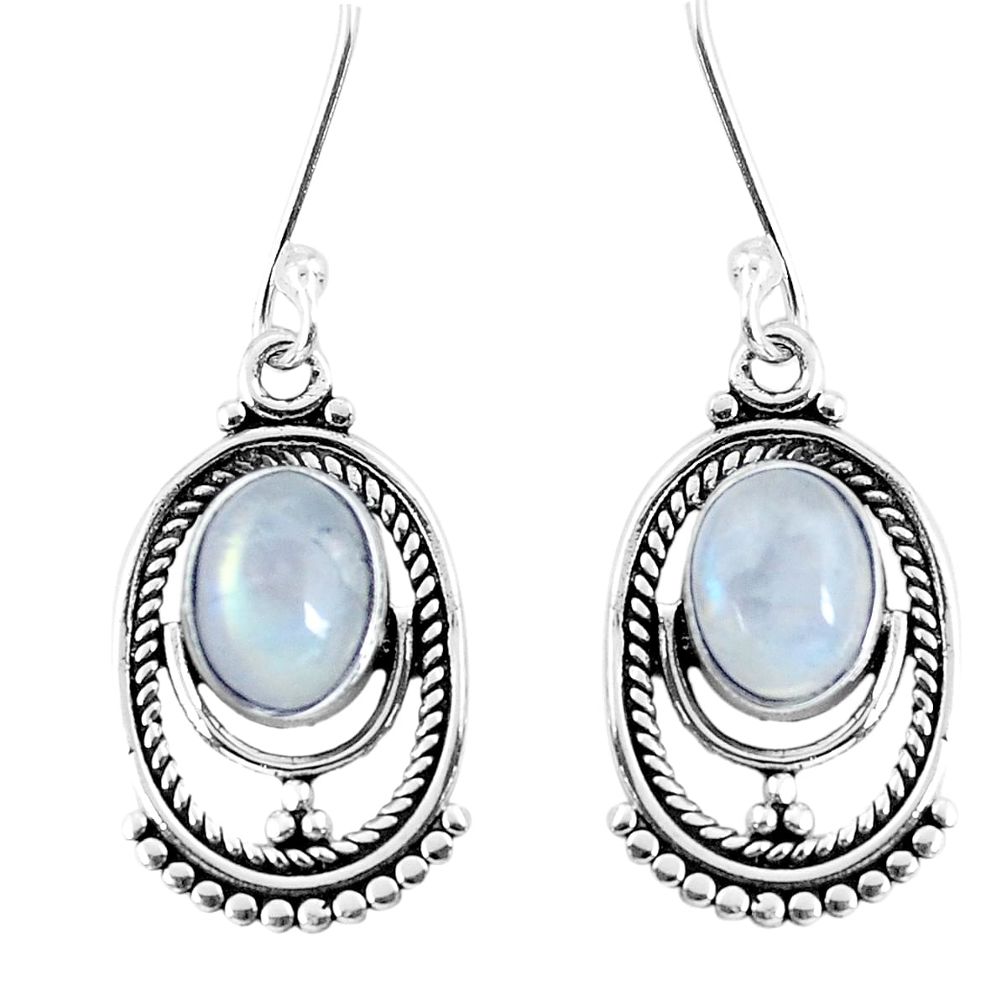 925 sterling silver 4.18cts natural rainbow moonstone dangle earrings p58409