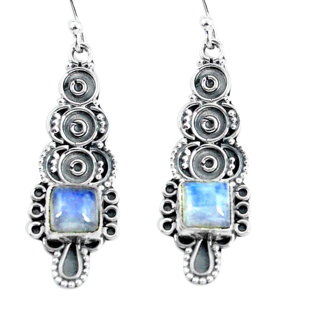 ver 4.43cts natural rainbow moonstone dangle earrings p60018