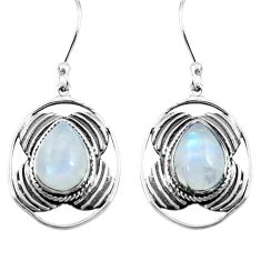 925 sterling silver 7.12cts natural rainbow moonstone dangle earrings p77575
