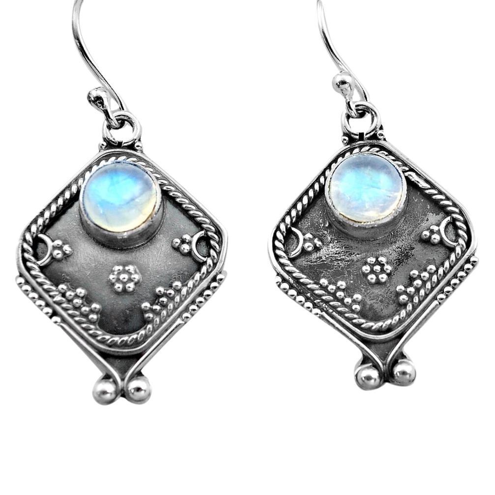 925 sterling silver 2.90cts natural rainbow moonstone dangle earrings p81340
