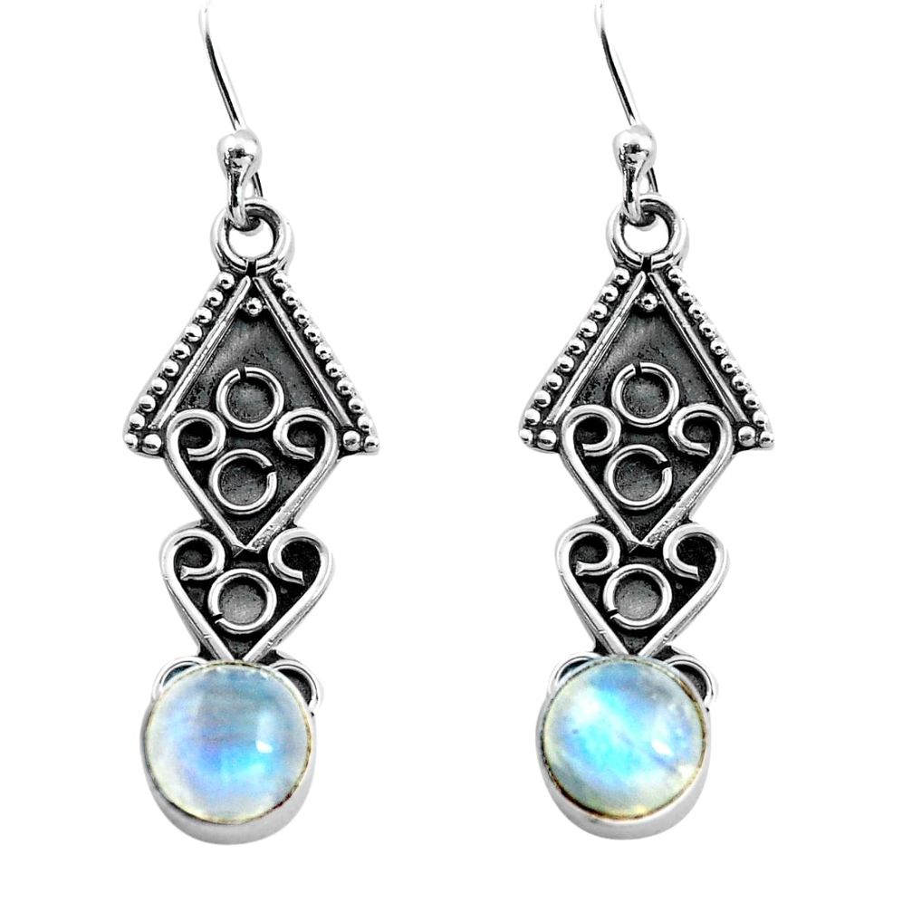 925 sterling silver 2.92cts natural rainbow moonstone dangle earrings p81376