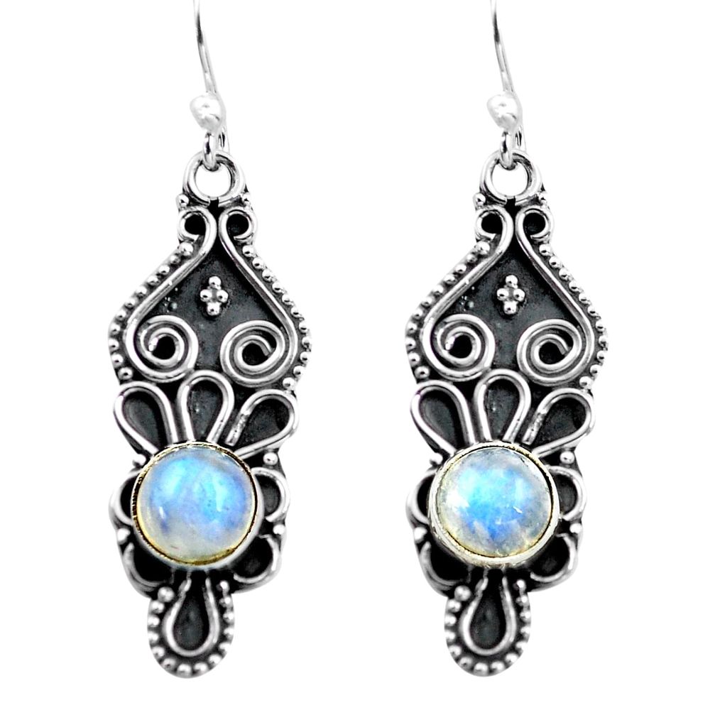 925 sterling silver 3.21cts natural rainbow moonstone dangle earrings p87557