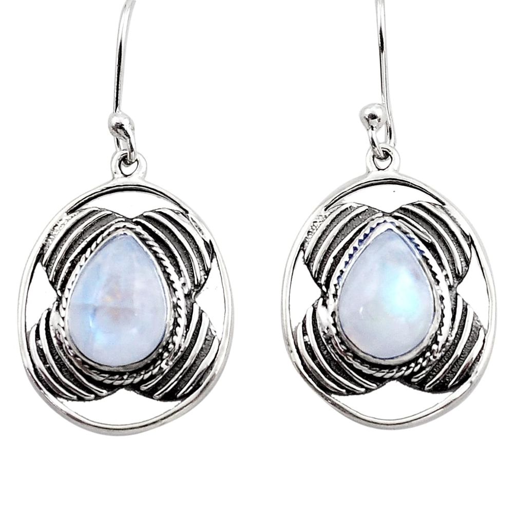 925 sterling silver 5.75cts natural rainbow moonstone dangle earrings p88457