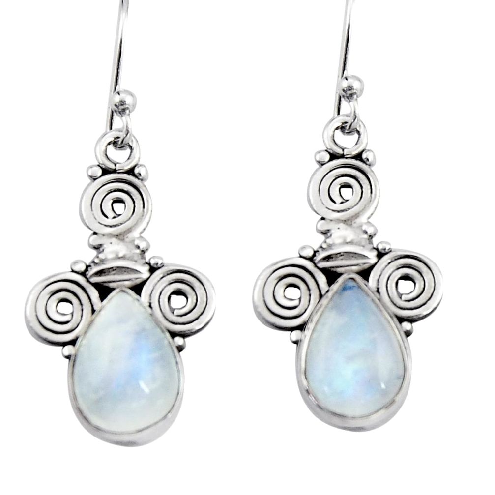 925 sterling silver 4.92cts natural rainbow moonstone dangle earrings r19880