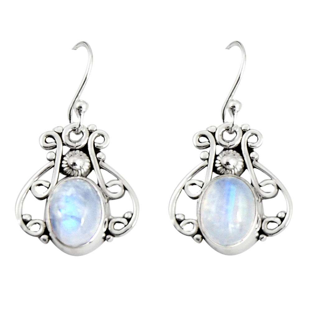 925 sterling silver 4.22cts natural rainbow moonstone dangle earrings r19895